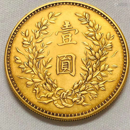 Chinese 18Th Year Of The Republic Of China Period Gold Coin