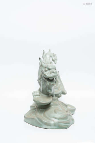 Chinese Celadon Dragon Porcelain Ornaments