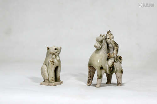 Chinese Rare Celadon Porcelain Figures