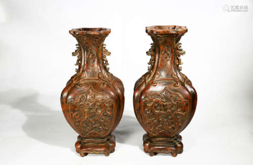 Chinese Old Agalwood Exquisite Carved Bottles