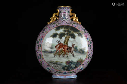 Chinese Qing Dynasty Qianlong Period Gold Painted Porcelain Bottle