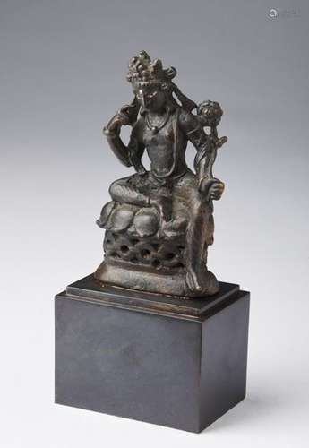 Indian Art. An important bronze figure of meditati…