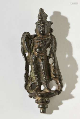 Chinese Art. A small high silver bronze figure of …