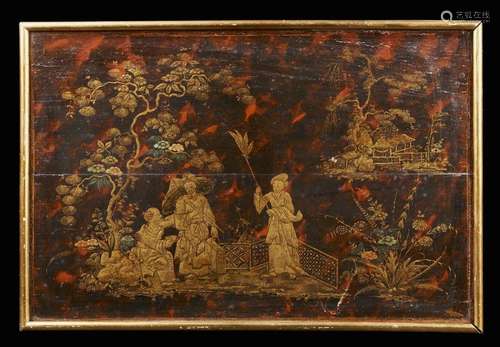 Chinese Art. A chinoiserie lacquered panel decorat…