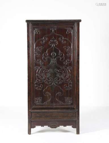 Chinese Art. A hard wood wardrobe decorated with a…