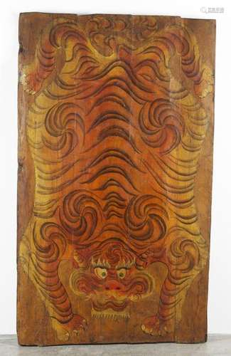 Himalayan Art. A wooden door painted with tiger Ti…