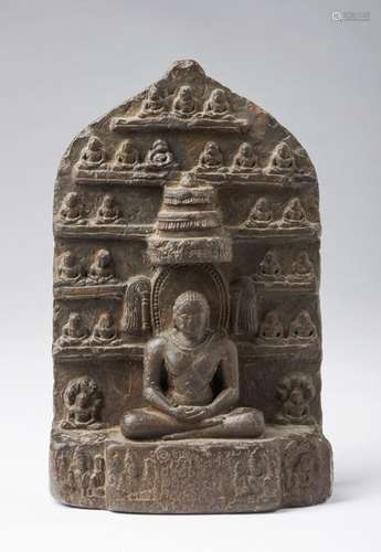 Indian Art. A stone jain stele depicting Tirthanka…