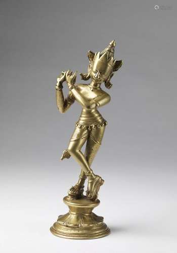 Indian Art. A brass figure of Krishna Venugopala I…