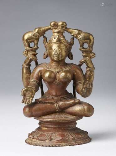 Indian Art. A bronze figure of Gaya Lakshmi India,…