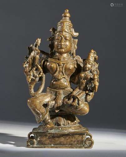 Indian Art. A bronze group depicting Umamahesvara …