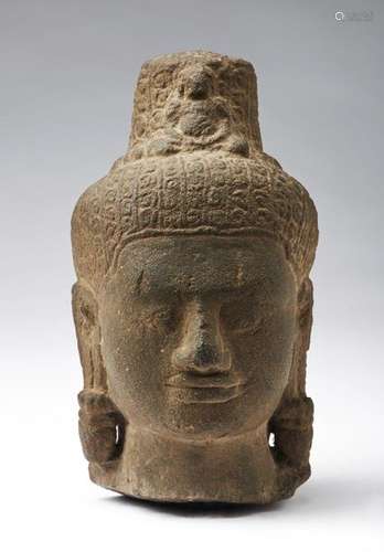 South Est Asian Art. A grey stone head of Avalokit…