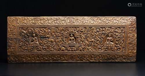 Himalayan Art. A wooden book cover carved with Bud…