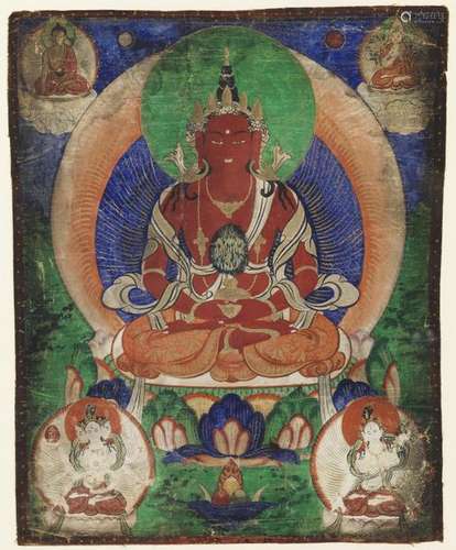 Himalayan Art. A thangka depicting Amitayus Mongol…