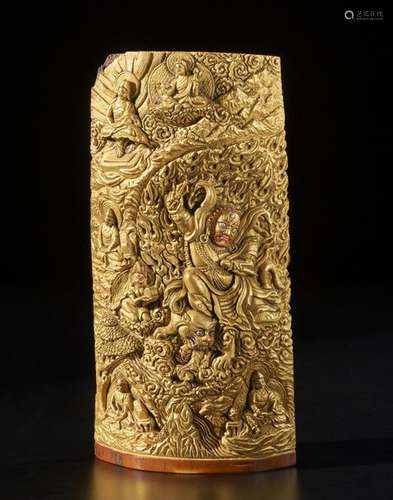 Himalayan Art. A fine ivory carving depicting Dorj…