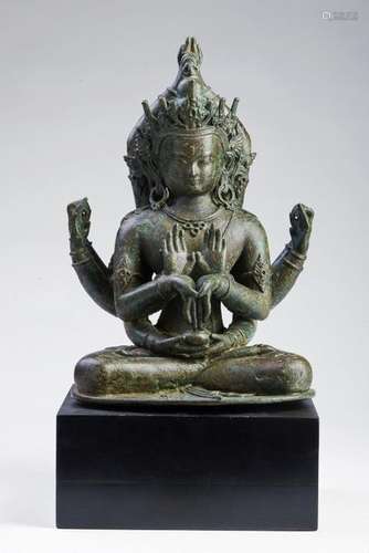 Himalayan Art. A rare large bronze figure of Manju…