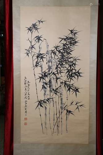 A Chinese painting of bamboo and stone in Zheng Banqiao