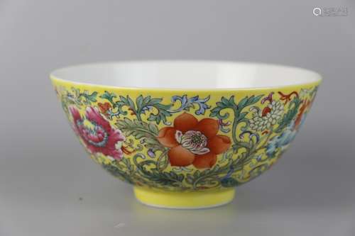 A POWDER ENAMEL FLOWER BOWL