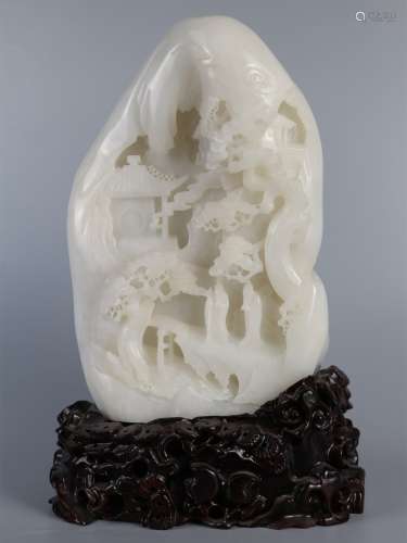 Hetian jade seed material white jade carving figure Shanzi ornament