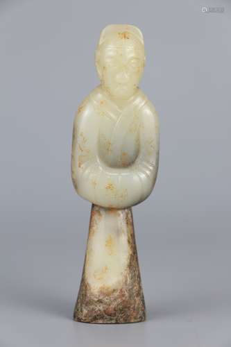 Hetian jade seed material white jade man