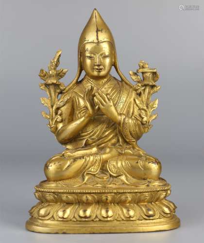 Bronze gilded statue of Guru