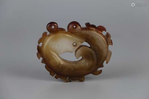 Hetian jade seed material Huangyu Dragon Pendant