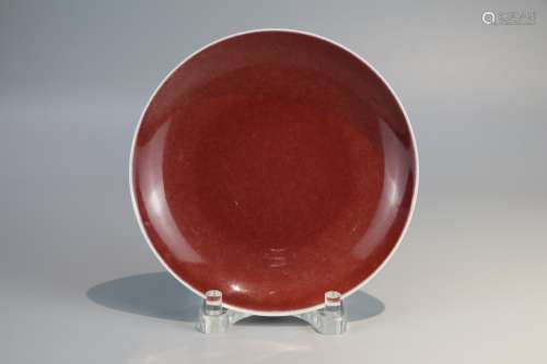 Qianlong red glazed plate