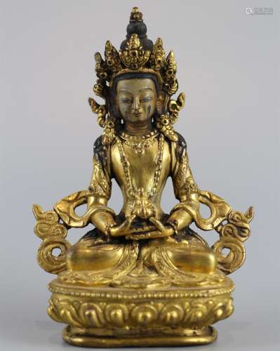 Bronze gilded female statue