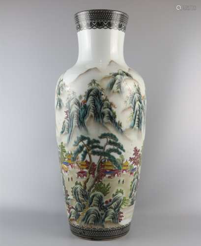 Guanyin vase decorated with famille rose
