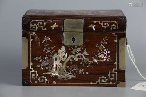Rosewood box inlaid with mother of Pearl