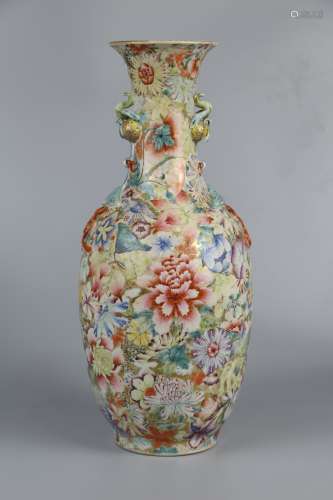 Golden ground pastel bottle with flowers and ears