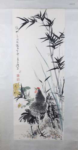 Picture of Wang Xuetao's rooster in bamboo forest