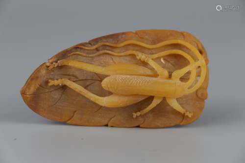 Hetian jade Topaz carving insect handle