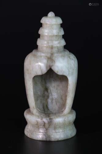 Hetian jade seed material White Jade Pagoda