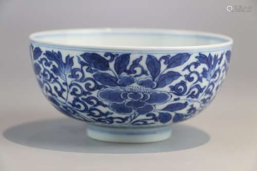 Blue and white flower bowl