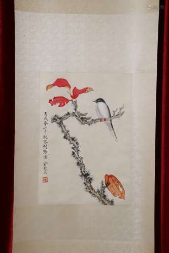 A Chinese painting of flowers and birds by Yu Zhizhen