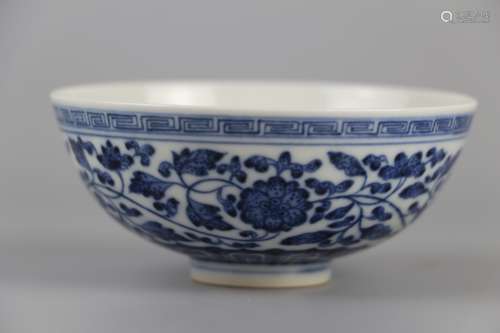 Blue and white flower bowl