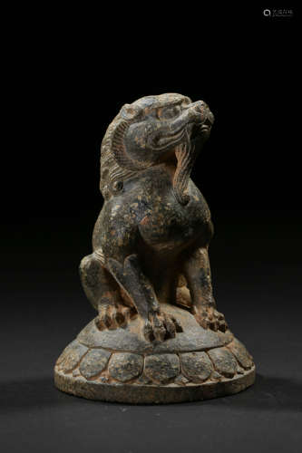 ANCIENT CHINESE BLUESTONE GUARDIAN LION