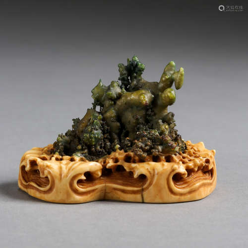 QING DYNASTY, MORSE TEETH CARVED ORNAMENTS