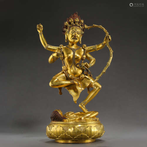 ANCIENT TIBETAN GILT BRONZE BUDDHA STATUE