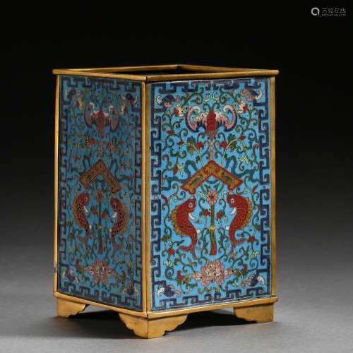 ANCIENT CHINESE CLOISONNE PEN HOLDER