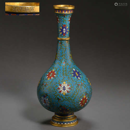 ANCIENT CHINESE CLOISONNE BOTTLE