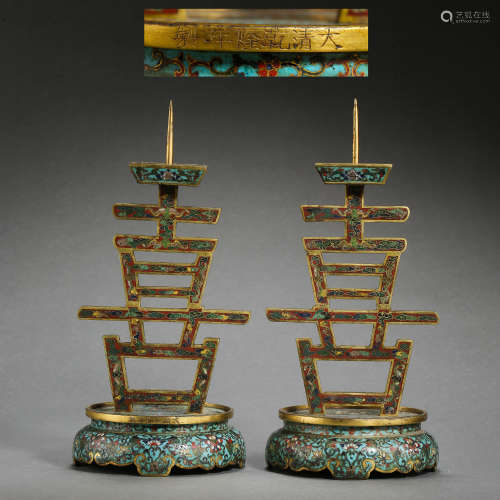 A GROUP OF ANCIENT CHINESE CLOISONNE LAMPSTANDS