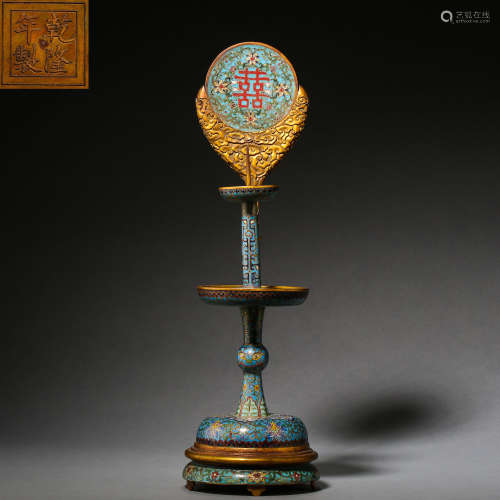 ANCIENT CHINESE CLOISONNE LAMPSTAND