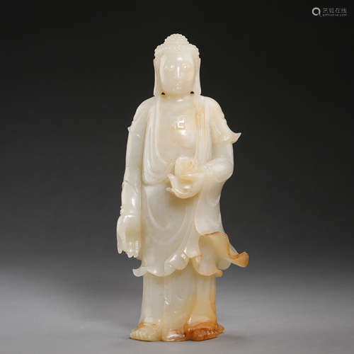 ANCIENT CHINESE HETIAN JADE CARVED BUDDHA