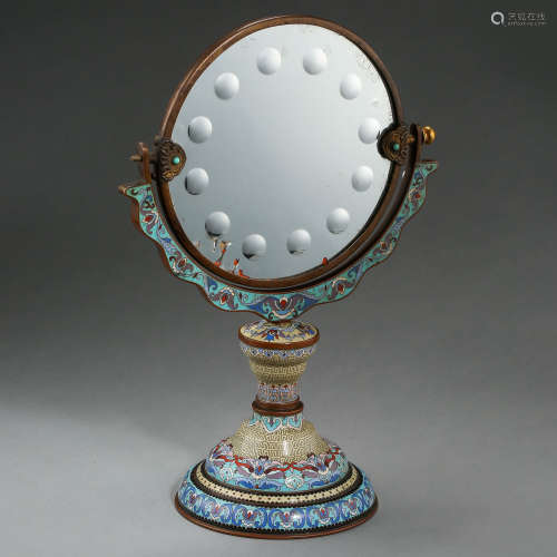 ANCIENT CHINESE CLOISONNE MIRROR