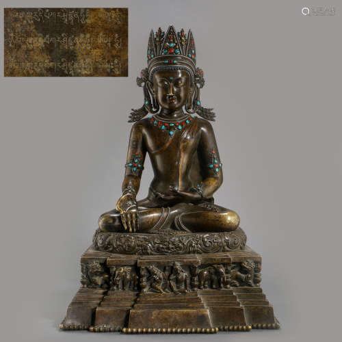 ANCIENT TIBETAN ALLOY BRONZE BUDDHA STATUE