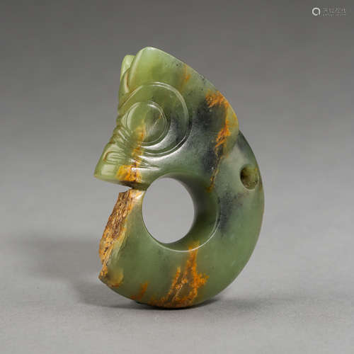 ANCIENT CHINESE RED MOUNTAIN CULTURE JADE PIG DRAGON