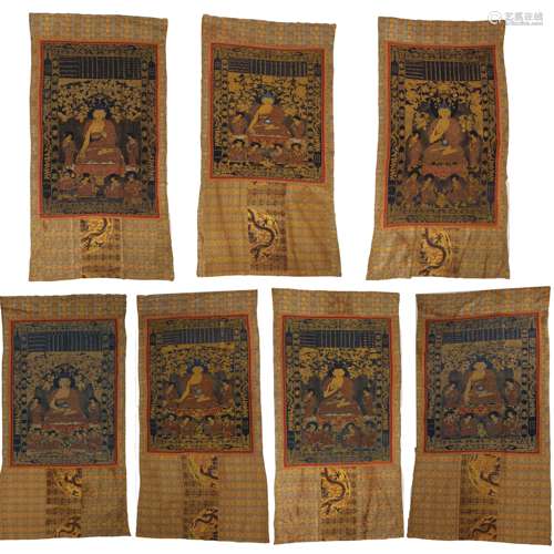 QING DYNASTY, A SET OF CHINESE KESI THANGKAS