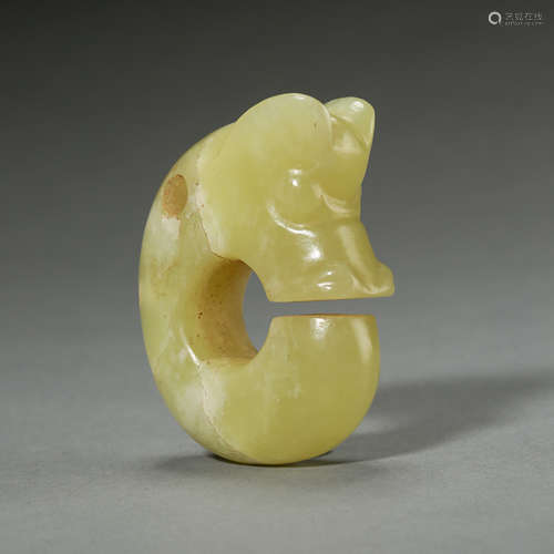 ANCIENT CHINESE RED MOUNTAIN CULTURE JADE PIG DRAGON