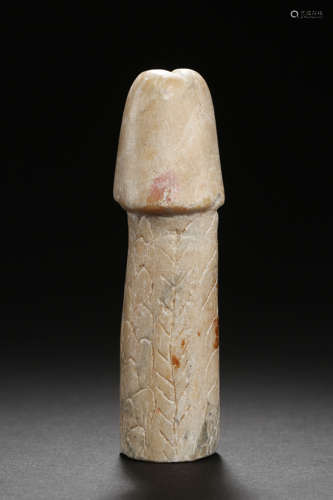 HAN DYNASTY, WHITE STONE CARVED GENITAL